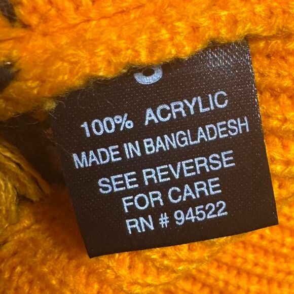 Small CU NYC Cheetah Print Fringe Crop Sweater Orange Black Bold - Picture 6 of 6